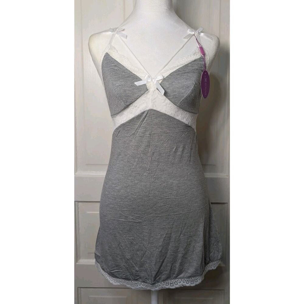 Avidlove Lace Feminine Babydoll Nightgown Grey Bow Small (792)‎